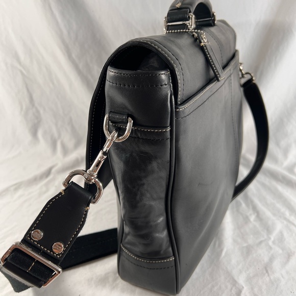 COACH Black Leather Briefcase Messenger Bag - Picture 3 of 16